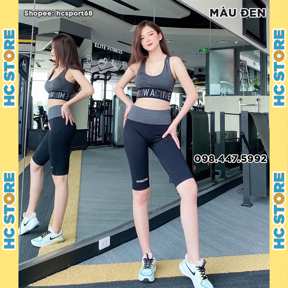 Set Bộ Đồ Tập Nữ Gym Active Phù Hợp Tập Gym YoGa Gồm Áo Bra Và Quần Lửng Chất Vải Dệt Cao Cấp Co Giãn Tốt - HcSport68