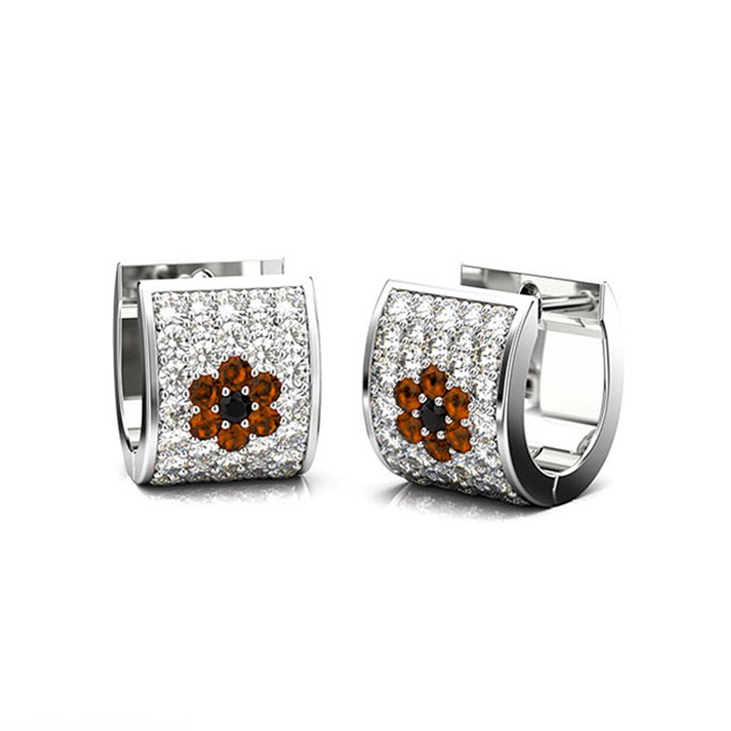 Đôi Khuyên Tai Tròn Nhỏ Hình Hoa Màu Cam Thanh Lịch Mới Cho Nữ