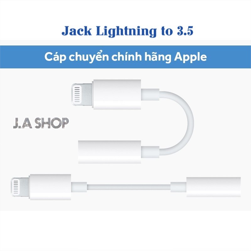 (Chính Hãng) Jack/Cáp Chuyển Đổi Tai Nghe Lightning qua 3.5mm Cho iPhone Hàng Chuẩn Không Bị Giảm Chất Lượng Âm Thanh