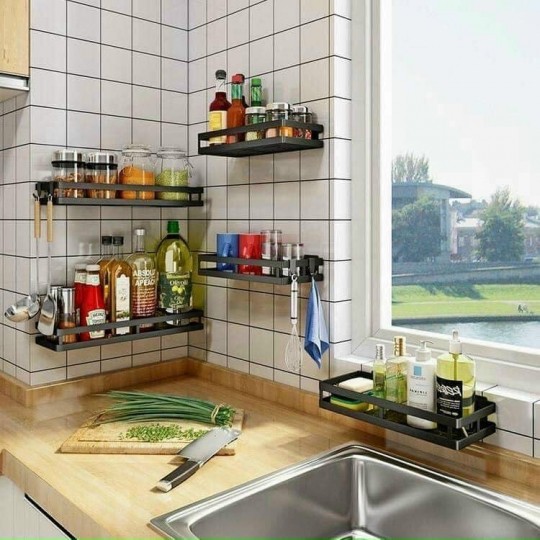 [FREESHIP] KỆ SẮT SƠN TĨNH ĐIỆN DÁN TƯỜNG ĐỰNG GIA VỊ 27cm
