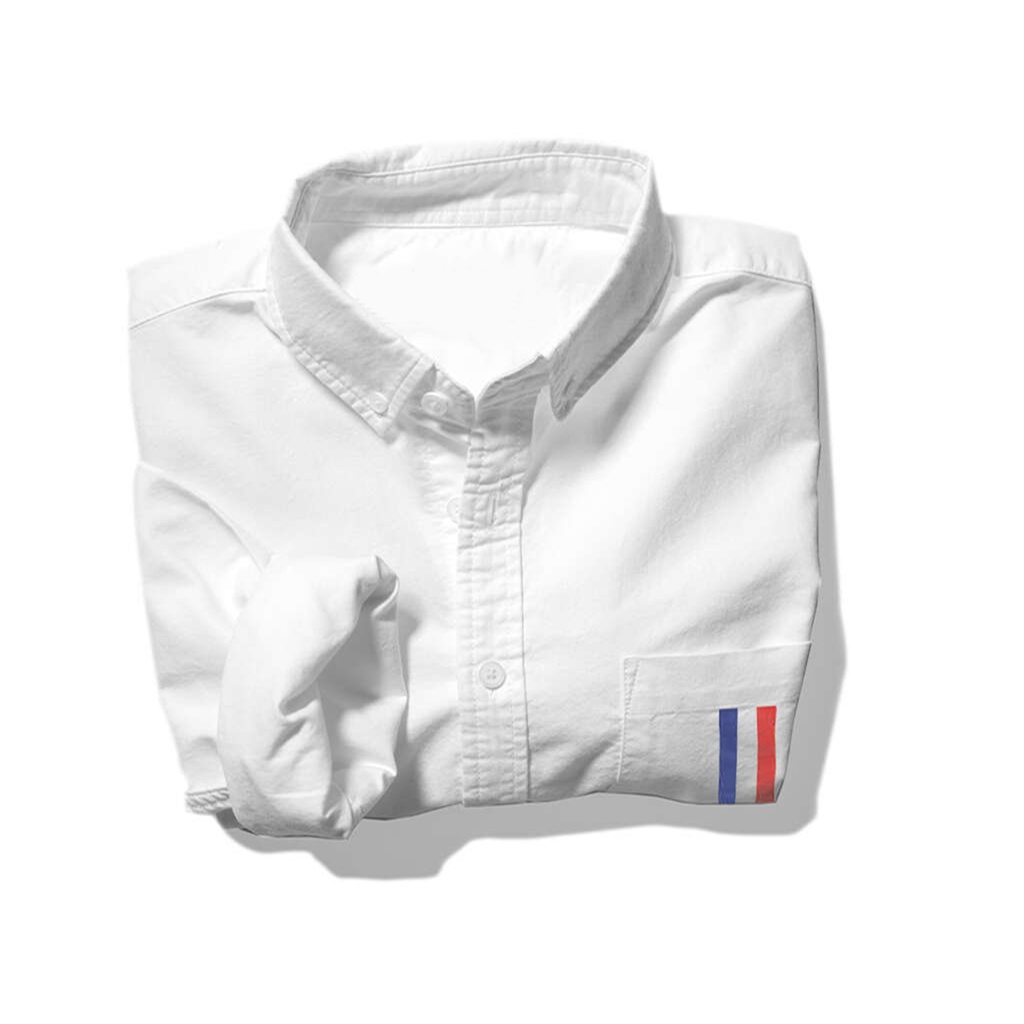 Áo Sơ Mi Nam Túi Sọc Xanh Đỏ GU CHẤT , Vải Oxford Dày Dặn GUSM04S.