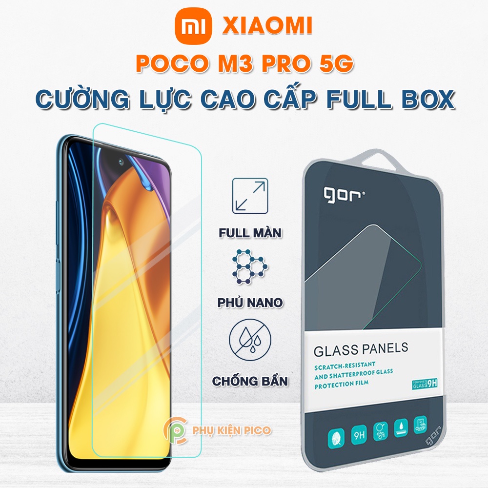 Kính cường lực Poco M3 Pro 5G full màn hình chính hãng Gor - Dán màn hình Xiaomi Poco M3 Pro 5G