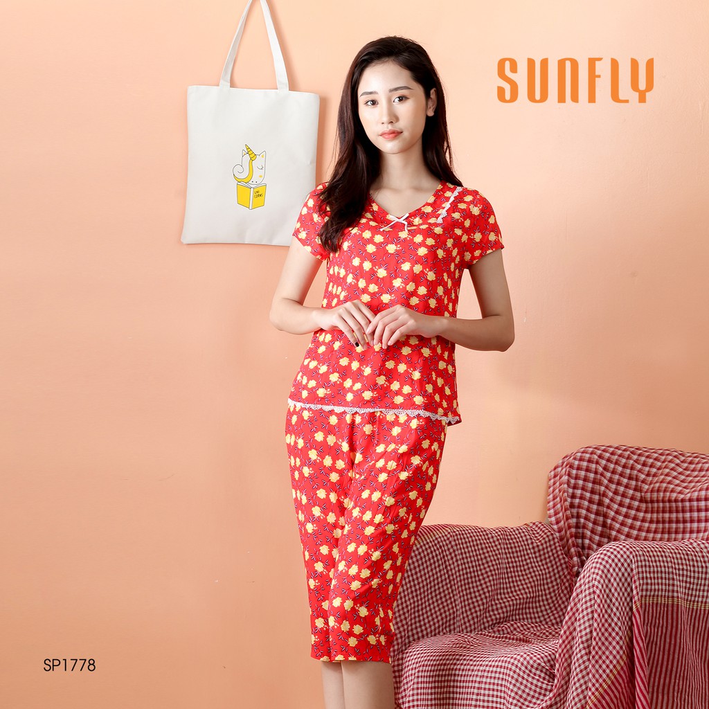 [Mã WABRWA8 giảm 15% đơn 99k] Bộ đồ lanh mặc nhà SUNFLY xuân hè SP1778