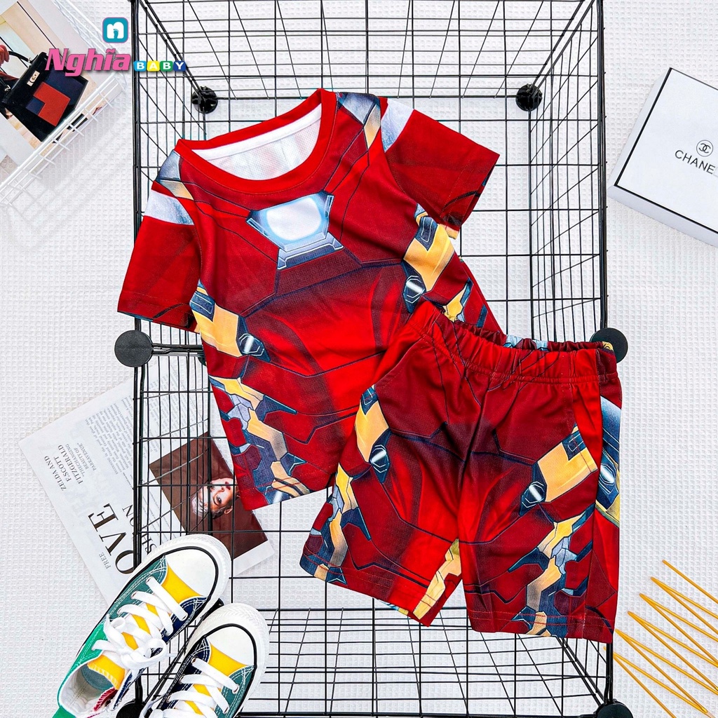 Set bộ thun lạnh 3d in hình hoạt hình siêu cưng NGHĨA BABY dành cho bé trai từ 10kg-35kg