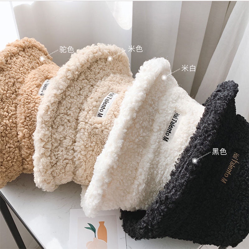 Mũ lông cừu bucket, nón tai bèo retro phong cách hàn quốc giữ ấm thu đông ulzzang