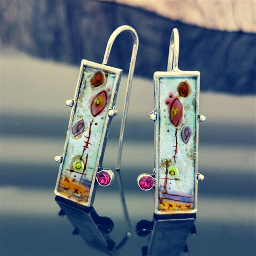 1 Pair Vintage Fashion Jewellery Ruby Earrings Ear Hook Women Girls Wedding Dangle Drop Gift