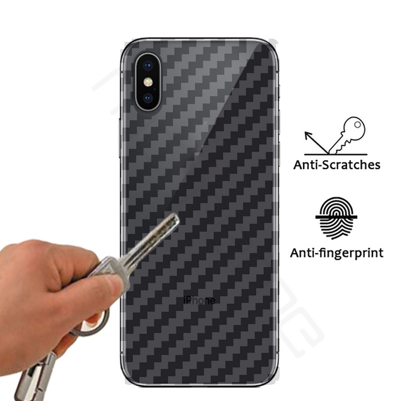 Miếng dán mặt lưng carbon chống vân tay chống xước bảo vệ cho iPhone 13 14 12 Mini 11 Pro X XR XS Max 8 7 6 6S Plus SE 2020