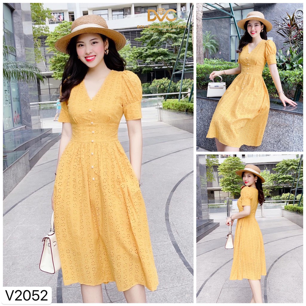 VÁY REN XÒE CỔ V - HÀNG THIẾT KẾ DVC | BigBuy360 - bigbuy360.vn