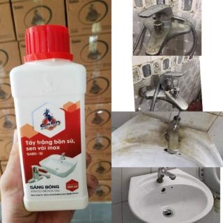 ✔️ Nước tẩy đa năng Sabo SI – Tẩy trắng sứ, tẩy sen vòi inox, tẩy ố sàn 500ml 
E đã thử và bây giờ là xin phép xui dại