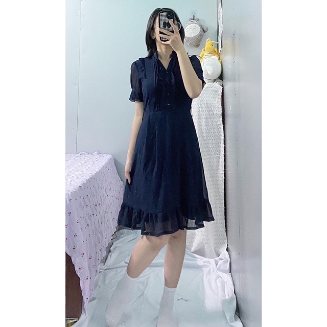 VÁY VOAN XOÈ XANH ĐEN