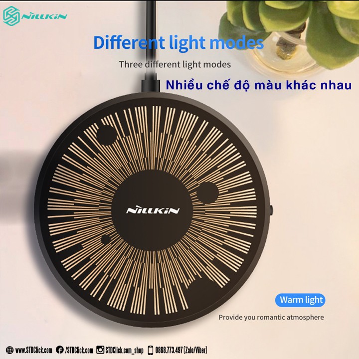 ĐẾ SẠC NHANH KHÔNG DÂY NILLKIN POWERCOLOR 15W CHUYỂN MÀU HUYỀN ẢO CHÍNH HÃNG / CLiP12