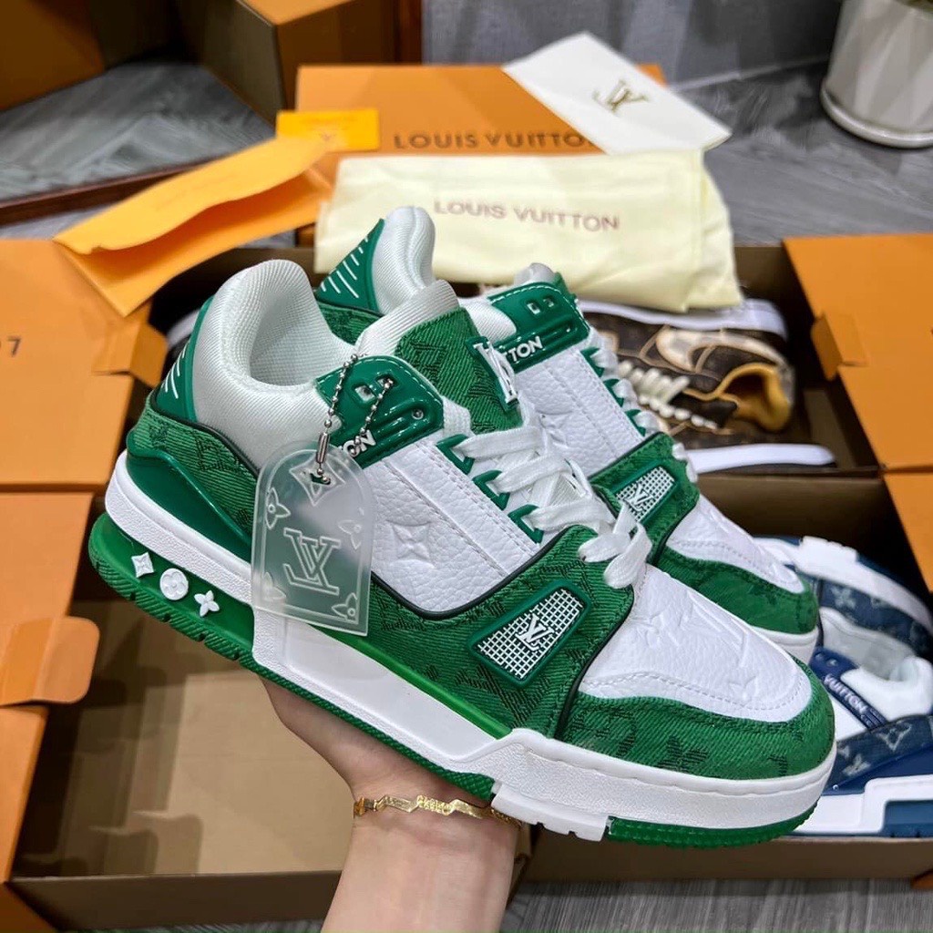 Giày LV Louiis Vuittton Green White , Black, Jeans bản S.Cấp full phụ kiện