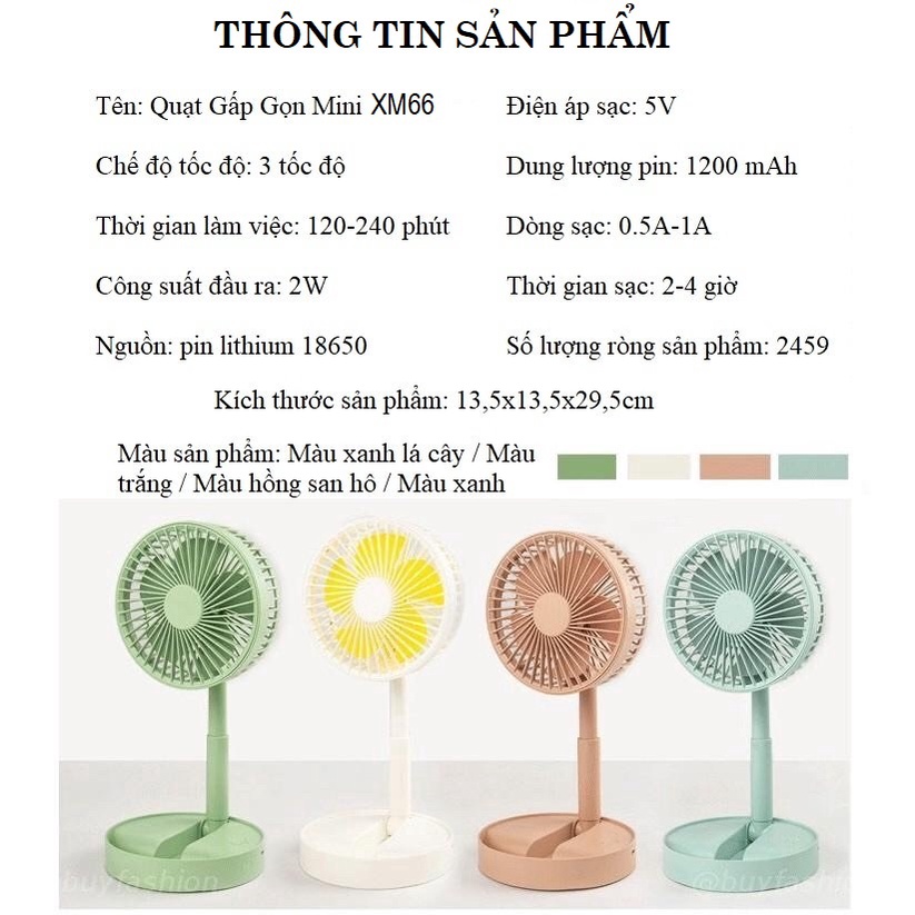 Rare Department Store Quạt tích điện mini cầm tay, 3 chế độ gió siêu mát, xoay 180 độ