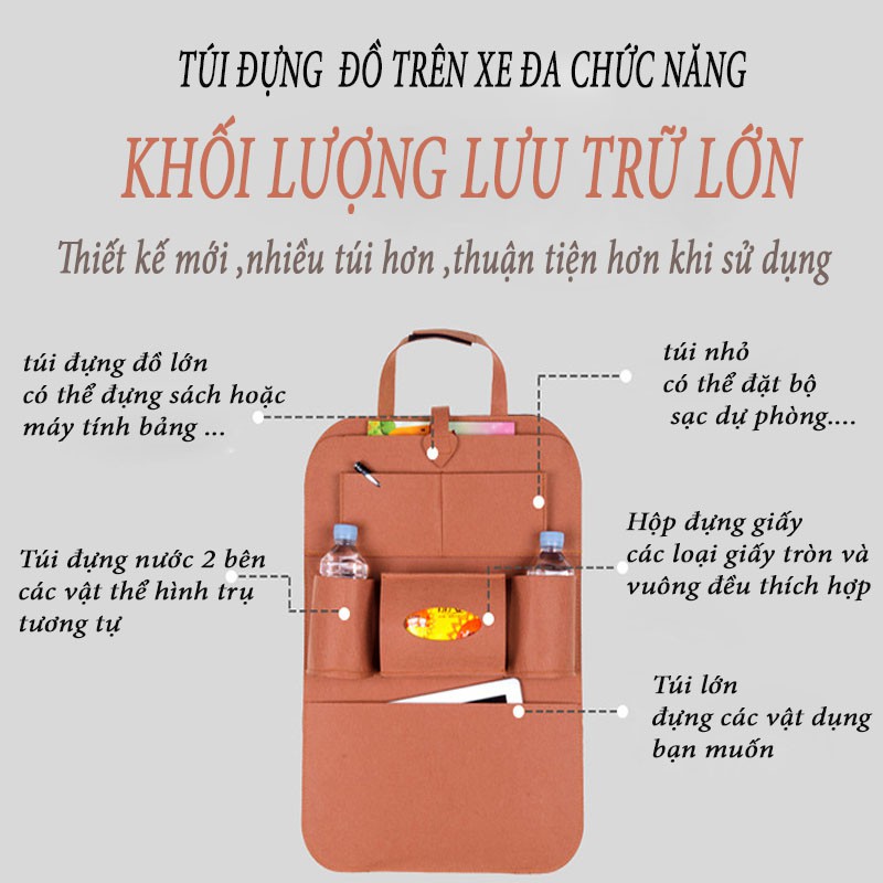 Túi Treo Sau Ghế Ô Tô, Túi Đựng Đồ Sau Ghế Ô Tô Đa Năng - Chất Liệu Da PU Cao Cấp
