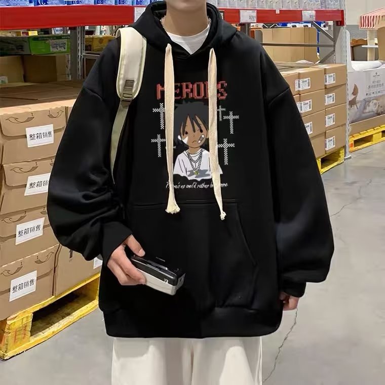 Áo hoodie Form Rộng In Họa Tiết Hoạt Hình Phong Cách Hip Hop Hàn Quốc