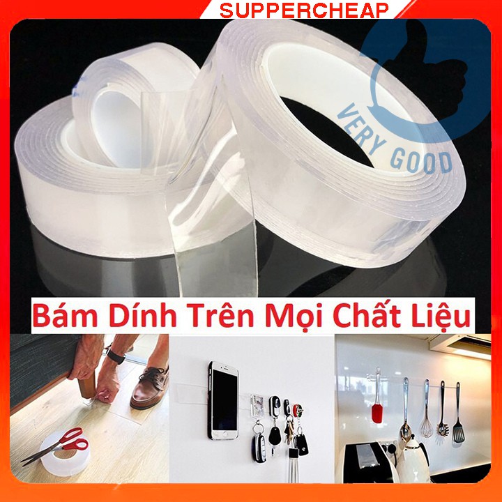 Băng dính 2 hai mặt keo dán trắng đa năng trong suốt 3m Dày 1mm 2 mm siêu dính supercheap_store