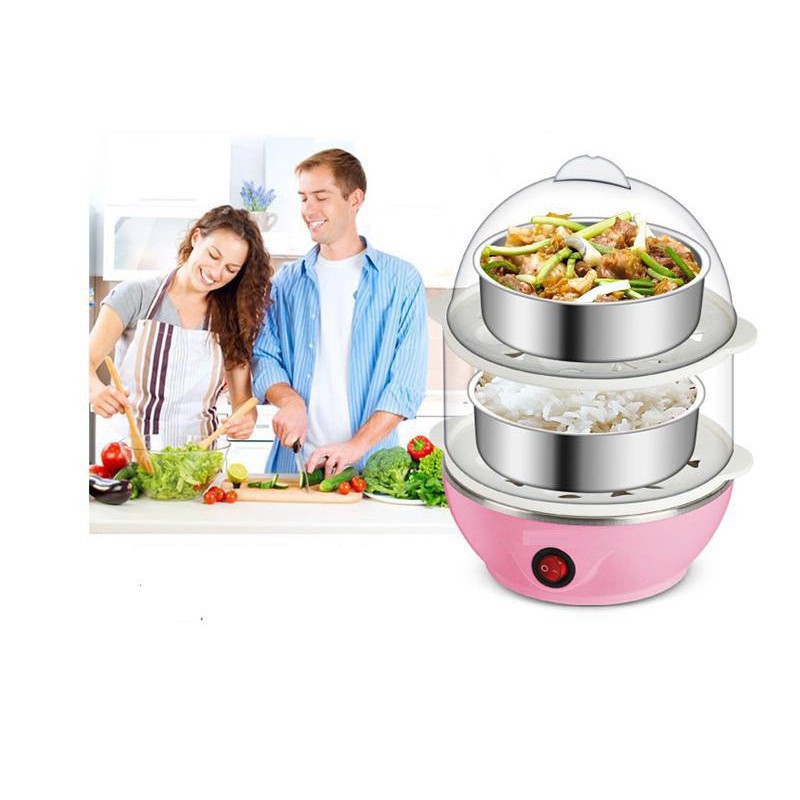 Máy Luộc Trứng Và Hấp Thực Phẩm Egg Poacher 2 Tầng💥SIÊU HOT💥