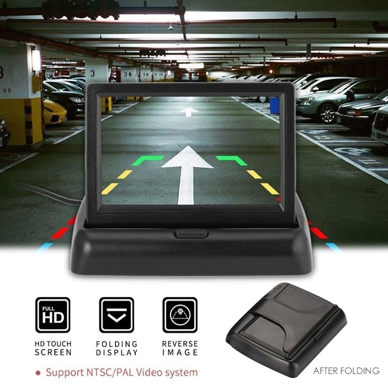 Màn hình gập LCD 4.3inch đảo ngược 360 độ ghi hình đầy đủ + Bộ phụ kiện đi kèm cho ô tô