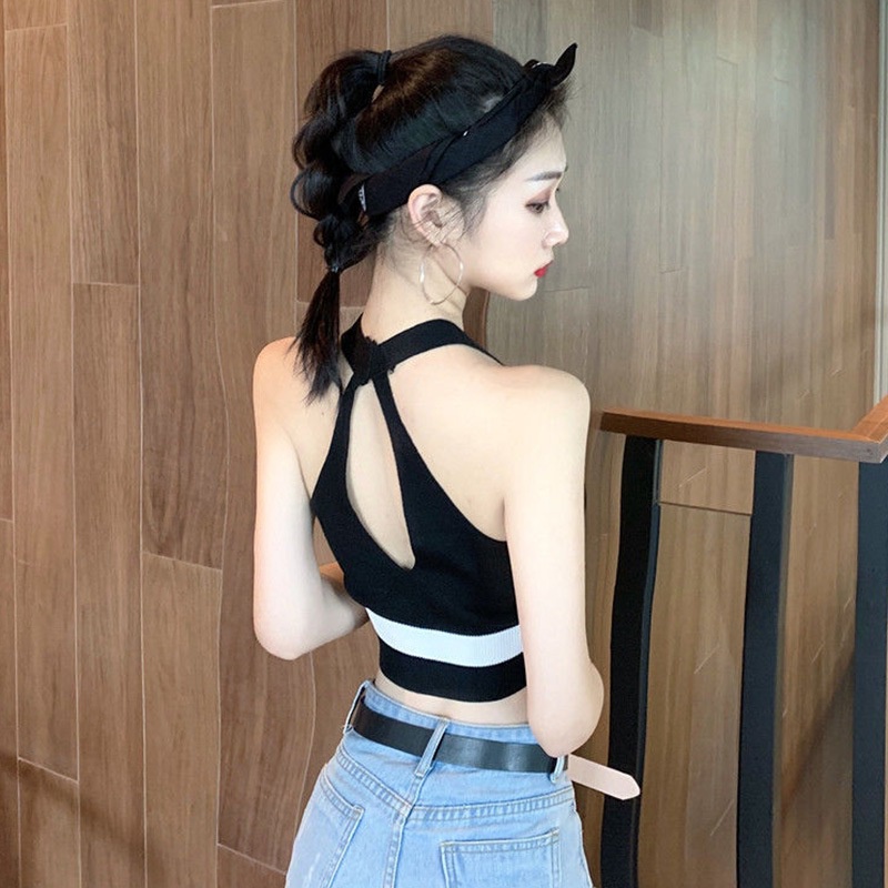 Áo Croptop Sát Nách Hở Lưng Thiết Kế Quyến Rũ Cho Nữ