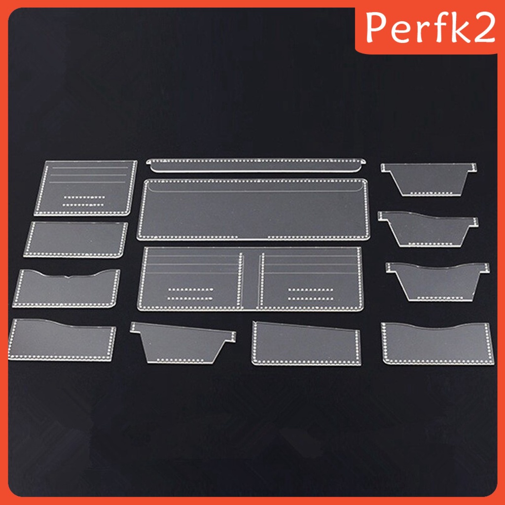 13Pcs Acrylic Short Wallet Card Holder Leather Craft Pattern Stencil Template