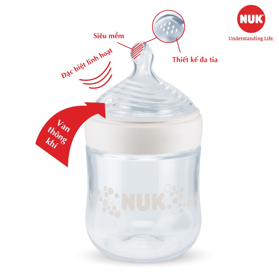 [CHÍNH HÃNG] Bình sữa NUK Cổ Rộng Cho Bé Sơ Sinh 0-6M 6-18M, Bình Sữa Chống Sặc Nuk Nature Sense