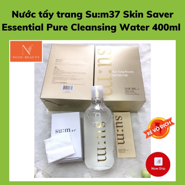 Nước tẩy trang, làm sạch, lên men tự nhiên, Su:m37 Skin Saver Essential Pure Cleansing Water 400ml