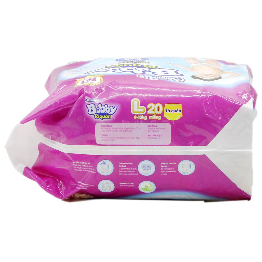 Tã quần Bobby size L 20 miếng (cho bé 9 - 13kg)