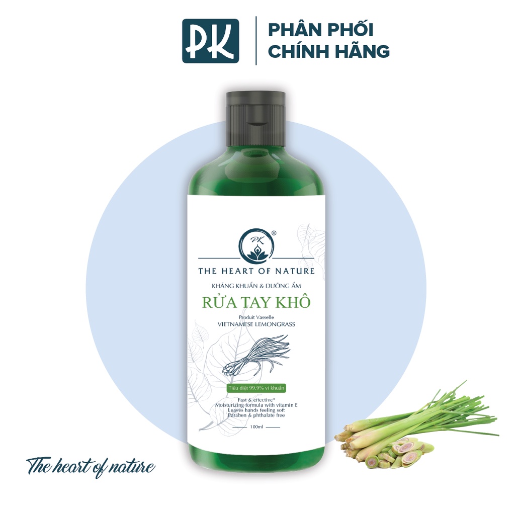 Nước rửa tay khô tinh dầu Sả Chanh PK 100ML, kết hợp tinh dầu tràm trà, diệt khuẩn
