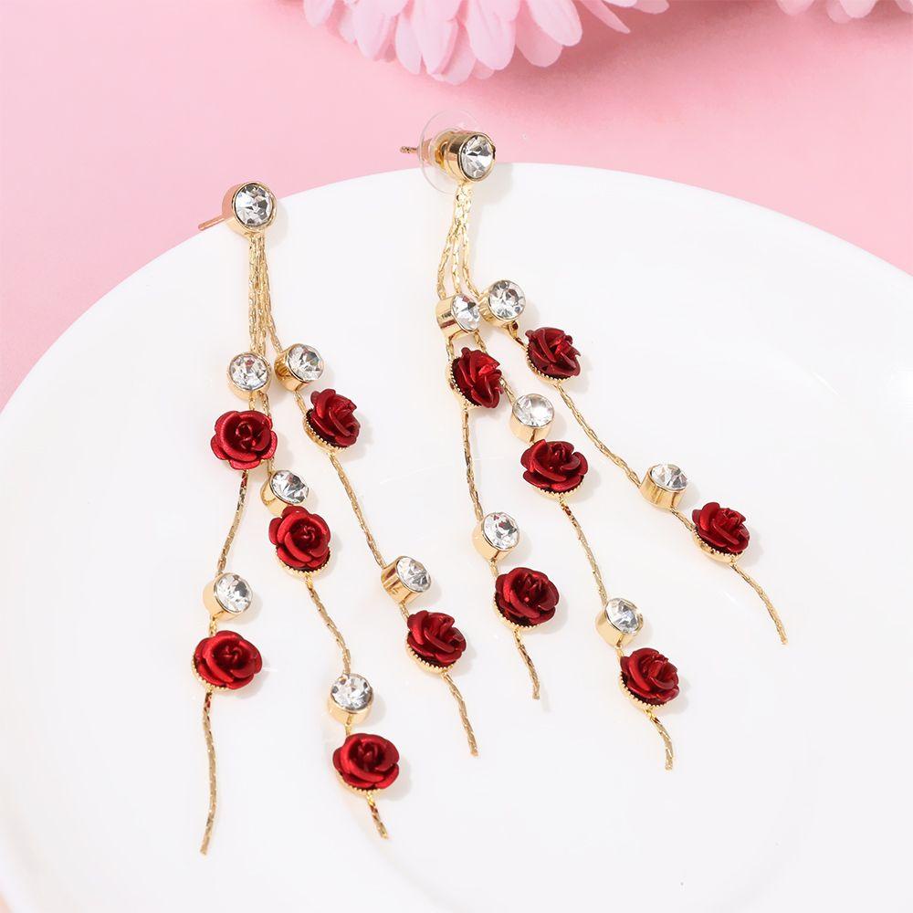 Bông Tai Dáng Dài Phối Tua Rua Lấp Lánh Thời Trang Dự Tiệc Cưới Cho Nữ