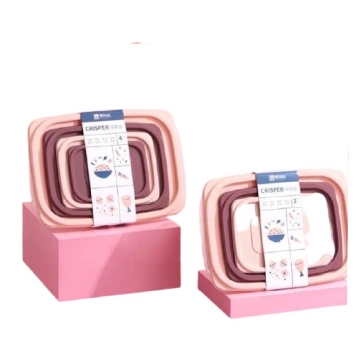 Bộ 4 hộp nhựa bảo quản thực phẩm CRISPER trong suốt
