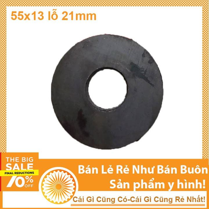 Nam châm đen có lỗ 55x13 lỗ 21mm nam châm ferrite dùng chế tạo loa