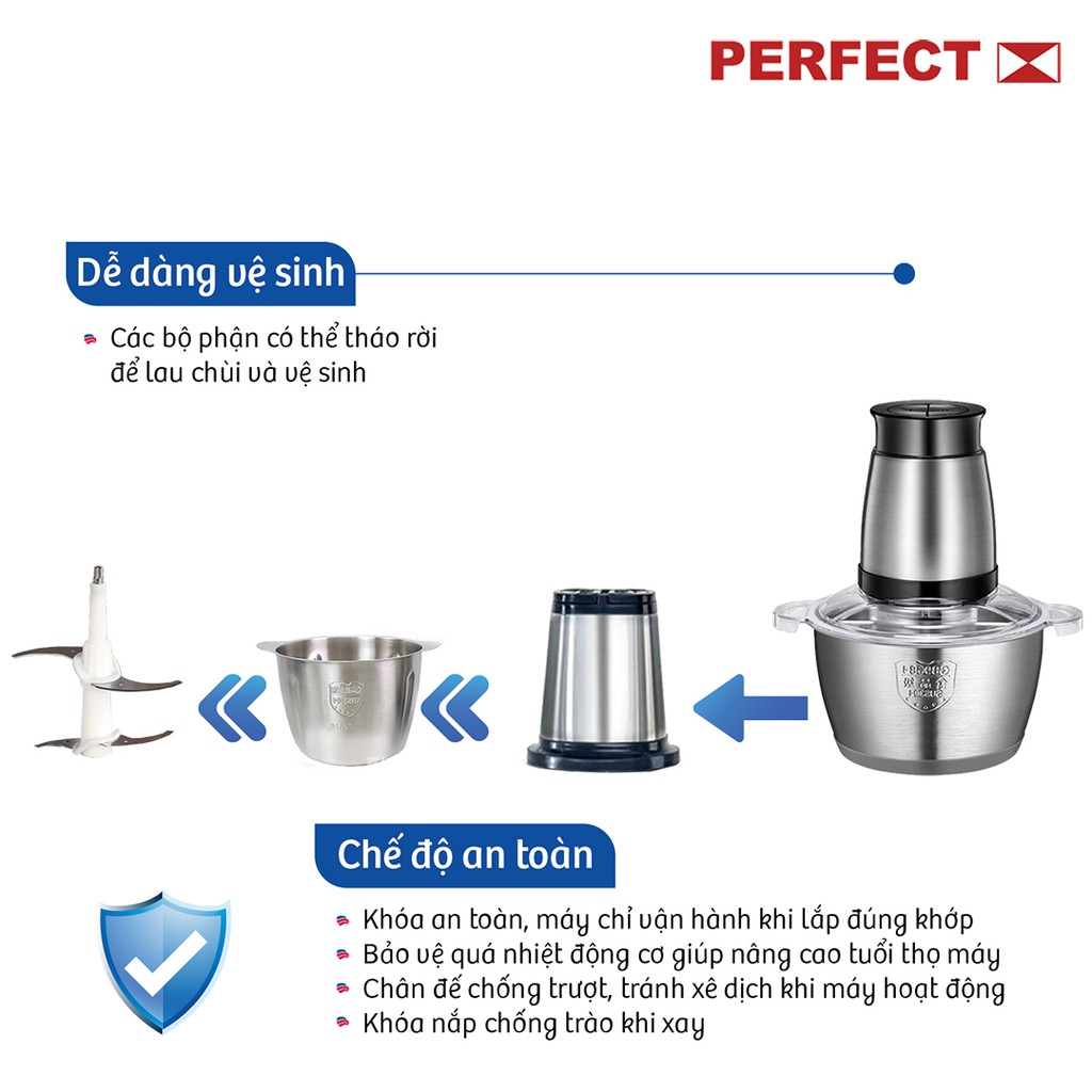 Máy xay thịt Onlife Store đa năng máy say thịt cối inox 304, cối xay thit 2L/3L chính hãng 4 lưỡi dao BH -12 tháng