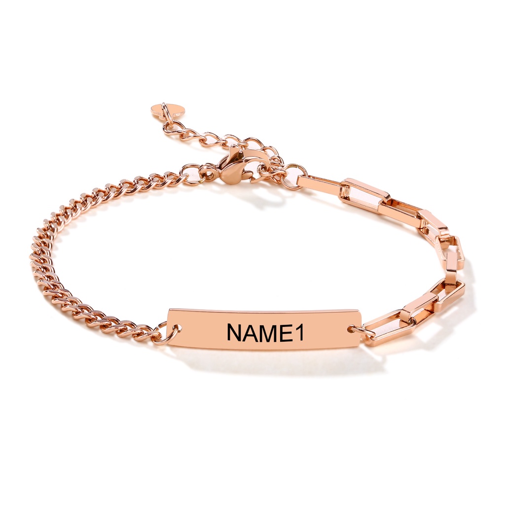 Vnox Vòng Tay Thép Không Gỉ Khắc Tên Ngày Tháng