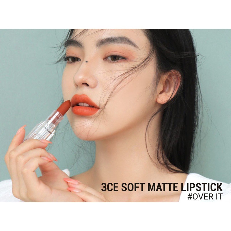 Son thỏi son lì vỏ trong 3CE Soft Matte Lipstick chính hãng, Date 2024