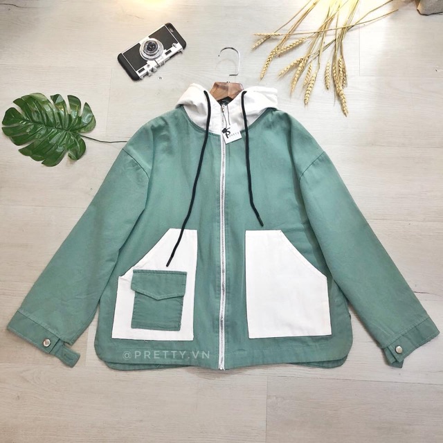 Áo khoác kaki túi trắng | BigBuy360 - bigbuy360.vn