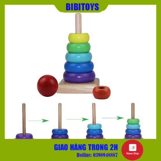 [RẺ VÔ ĐỊCH] Đồ chơi tháp cầu vòng mini bằng gỗ size nhỏ