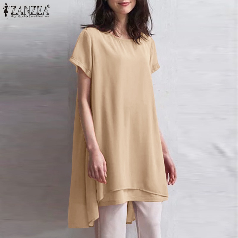 Áo voan ZANZEA ngắn tay cổ tròn thời trang cho nữ