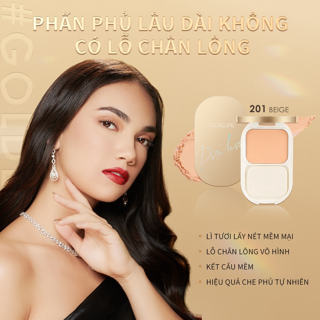 Phấn phủ Focallure Golden lâu trôi không thấy lỗ chân lông mềm mại và nhẹ 10g