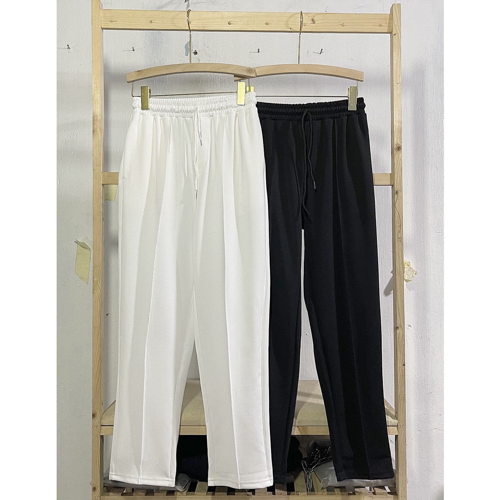 QUẦN DÀI THUN NAM NỮ UNISEX_2022 FORM ÔM DẬP LY  CHẤT POLY CO GIÃN 2 MÀU ĐEN TRẮNG