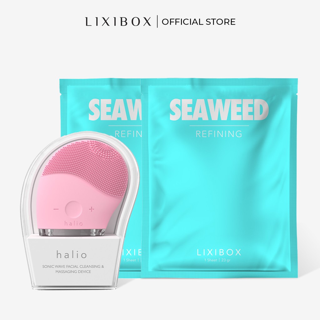 [Mã COSLXT5 giảm 10% đơn 600K] Combo Máy Rửa Mặt Halio Original và 2 Mặt nạ dưỡng da Lixibox - Seaweed (23gr/mặt nạ)