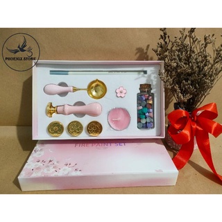 Bộ quà tặng con dấu sáp Sakura 9 món màu hồng