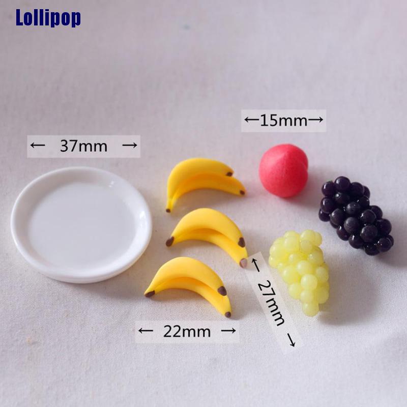 Đĩa trái cây giả mini 6 món trang trí nhà búp bê