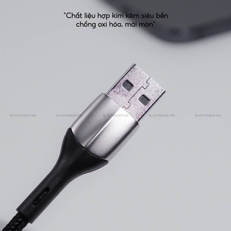 Cáp Sạc Nhanh Có Đèn Led Baseus Horizontal 2.4a Dây Bện Nylon Độ Dài 1m/2m Cho 6 6s 7 Plus 8 Plus Xs Max Xr