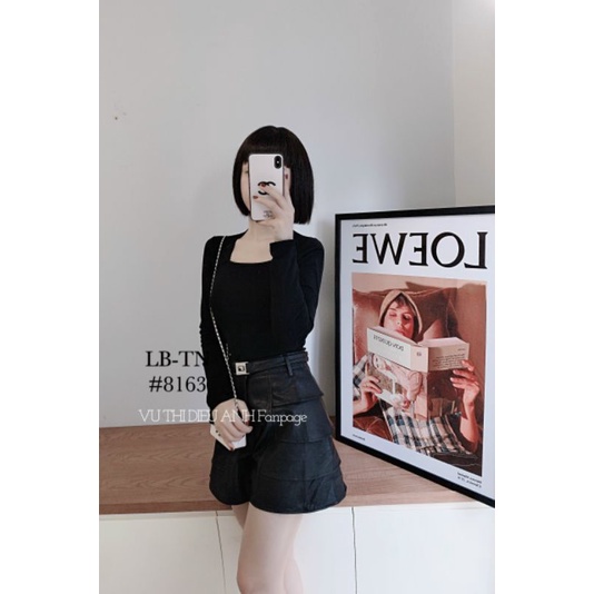 Quần sóc giả váy tầng kèm đai siêu chất