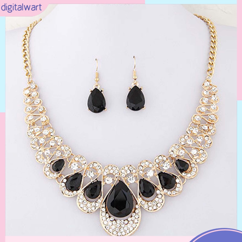 Set vòng cổ và đôi khuyên tai thiết kế phong cách sang trọng thanh lịch thời trang cho nữ