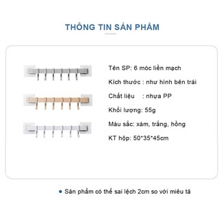 Thanh treo đồ 6 móc dán tường siêu chắc 258