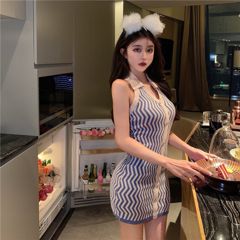 Đầm không tay Họa Tiết Sọc Phong Cách Hàn Quốc Quyến Rũ Với 3 Màu Lựa Chọn | BigBuy360 - bigbuy360.vn