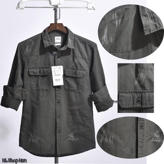 Sơ mi nam [áo tay dài] vải áo chất kaki cào xước cao cấp