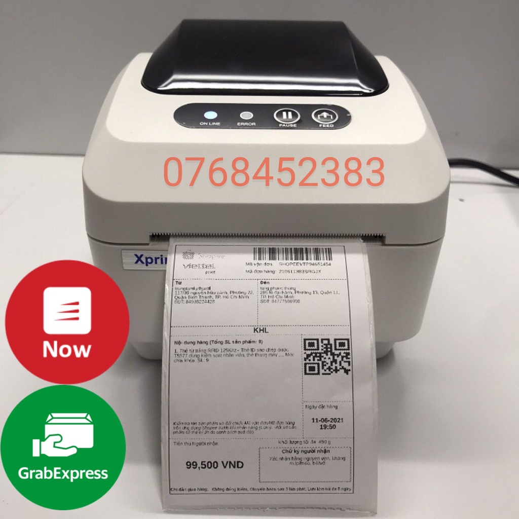 Máy in đơn hàng, in tem, in đơn hàng shopee ,in vận đơn TMĐT khổ tối đa 80mm = 8 cm Xprinter 350B Plus, máy in nhiệt