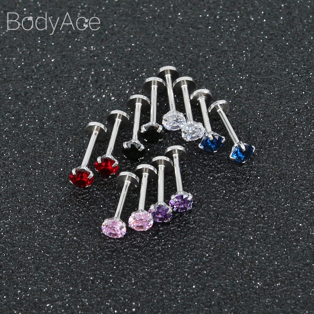 Bộ 12 Khuyên Xỏ Cơ Thể Bằng Thép Không Gỉ Đính Đá Pha Lê Cá Tính